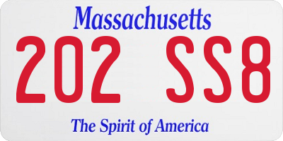 MA license plate 202SS8