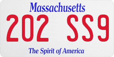 MA license plate 202SS9
