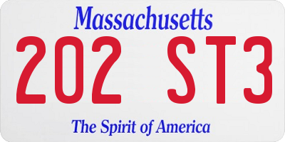 MA license plate 202ST3