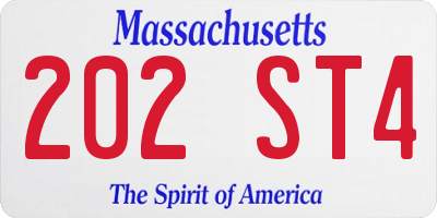 MA license plate 202ST4