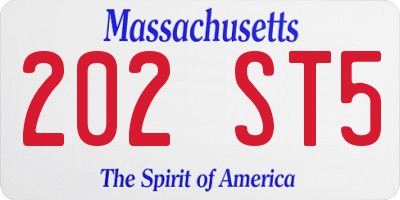 MA license plate 202ST5