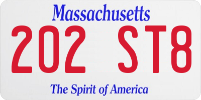 MA license plate 202ST8
