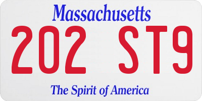 MA license plate 202ST9