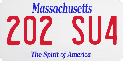 MA license plate 202SU4