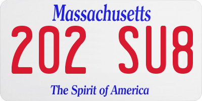 MA license plate 202SU8