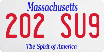 MA license plate 202SU9
