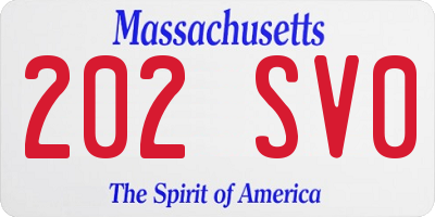 MA license plate 202SV0