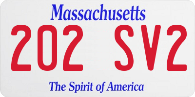 MA license plate 202SV2