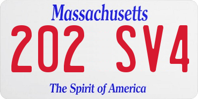 MA license plate 202SV4