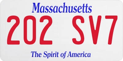 MA license plate 202SV7