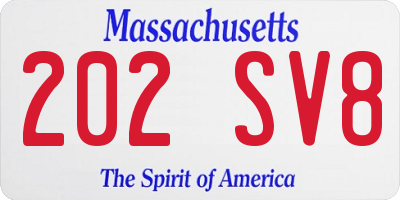 MA license plate 202SV8