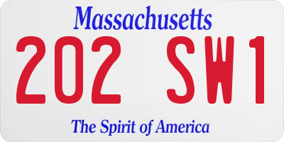 MA license plate 202SW1