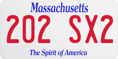 MA license plate 202SX2