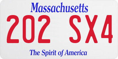 MA license plate 202SX4
