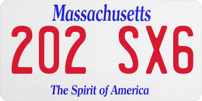 MA license plate 202SX6
