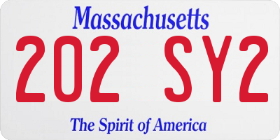MA license plate 202SY2