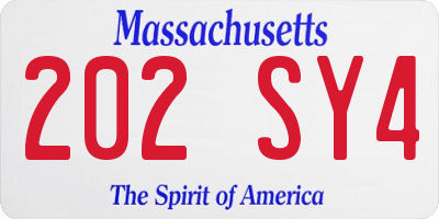 MA license plate 202SY4