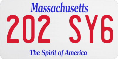 MA license plate 202SY6