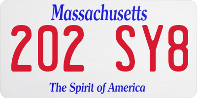MA license plate 202SY8