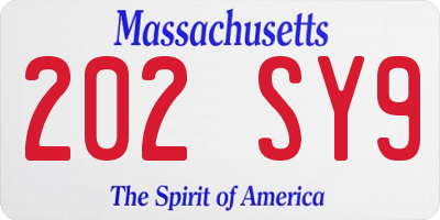 MA license plate 202SY9