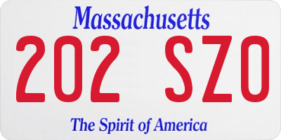 MA license plate 202SZ0