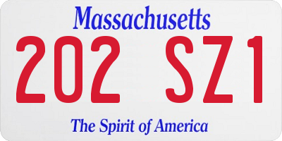 MA license plate 202SZ1