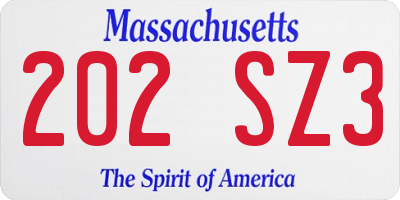 MA license plate 202SZ3