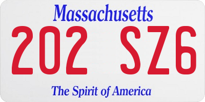 MA license plate 202SZ6