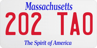 MA license plate 202TA0