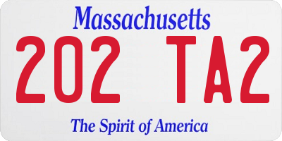MA license plate 202TA2
