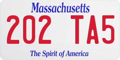 MA license plate 202TA5