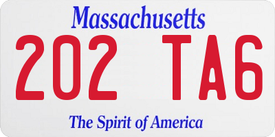 MA license plate 202TA6
