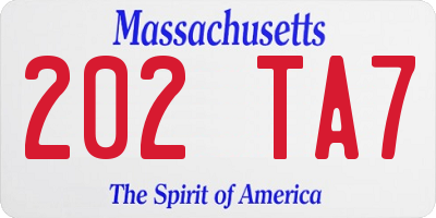MA license plate 202TA7