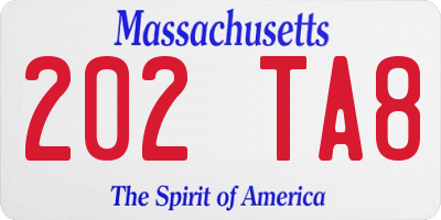 MA license plate 202TA8