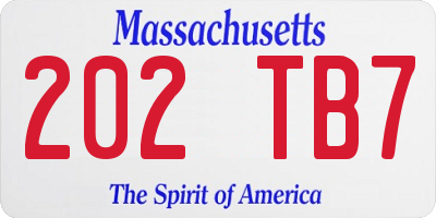 MA license plate 202TB7