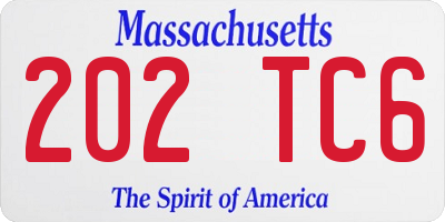 MA license plate 202TC6