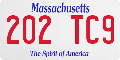 MA license plate 202TC9