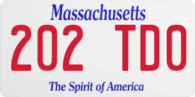 MA license plate 202TD0