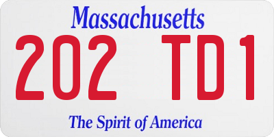MA license plate 202TD1
