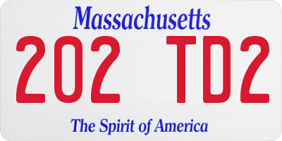 MA license plate 202TD2