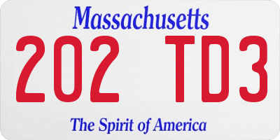 MA license plate 202TD3