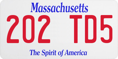 MA license plate 202TD5