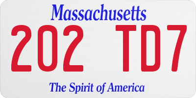 MA license plate 202TD7