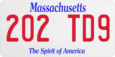 MA license plate 202TD9