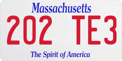 MA license plate 202TE3