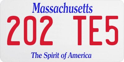 MA license plate 202TE5