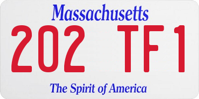 MA license plate 202TF1