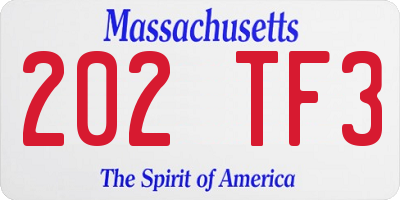 MA license plate 202TF3