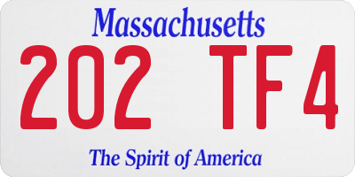 MA license plate 202TF4