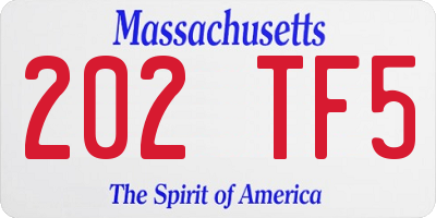 MA license plate 202TF5